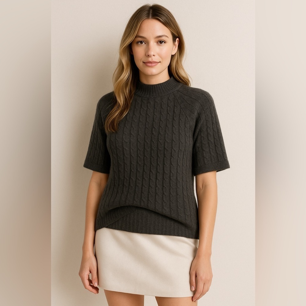 Vintage Cashmere Silk Funnel Neck Sweater Top Talbots Preppy Old Money Large